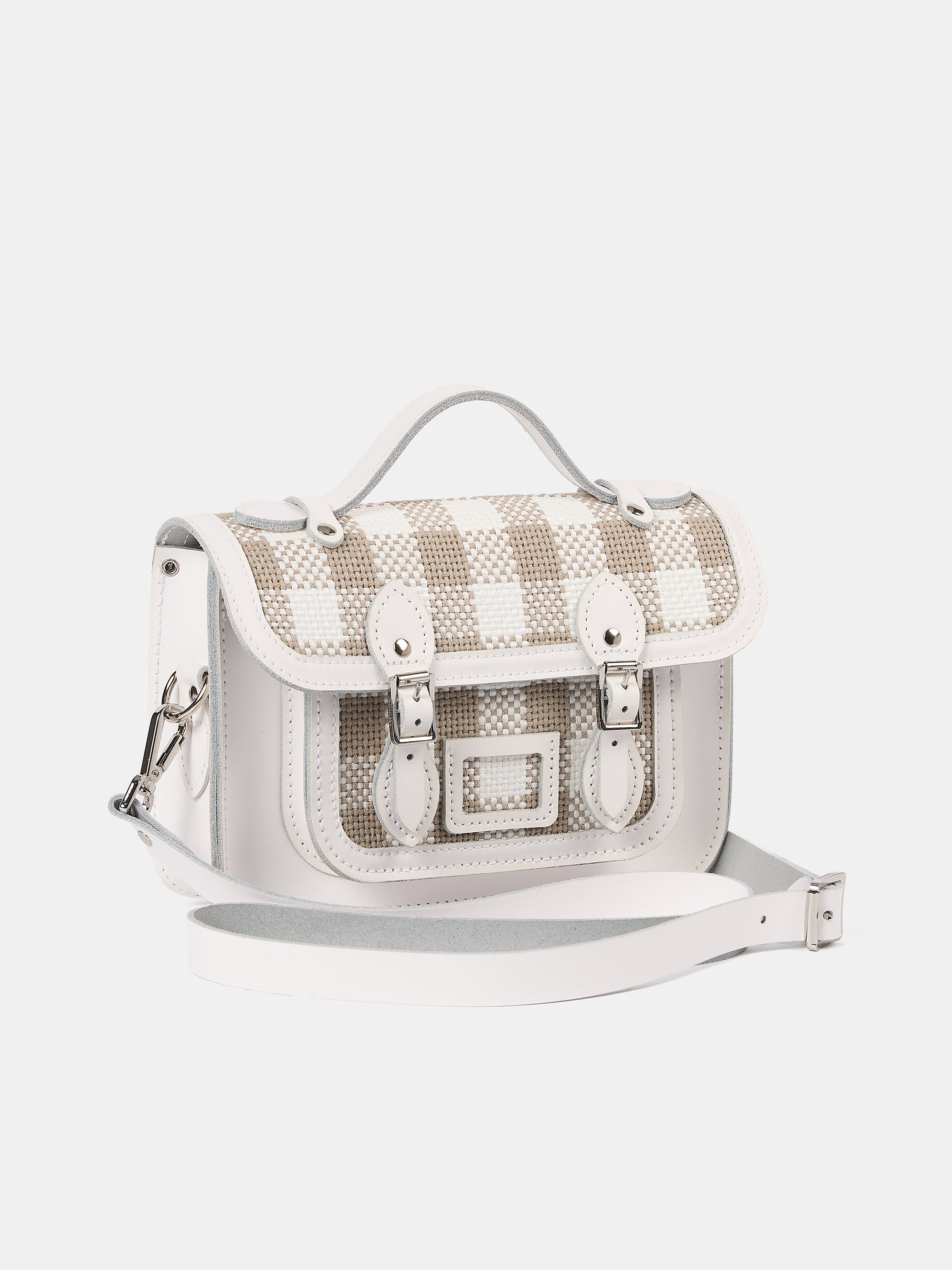 The Mini - Taupe Plaid & Brilliant White