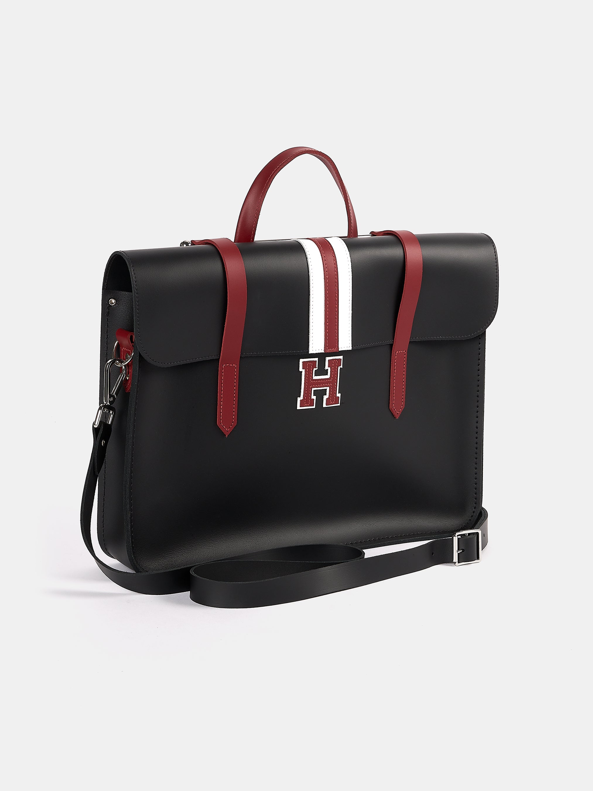 Music Laptop Bag - Black with Harvard Stripe | Briefcase