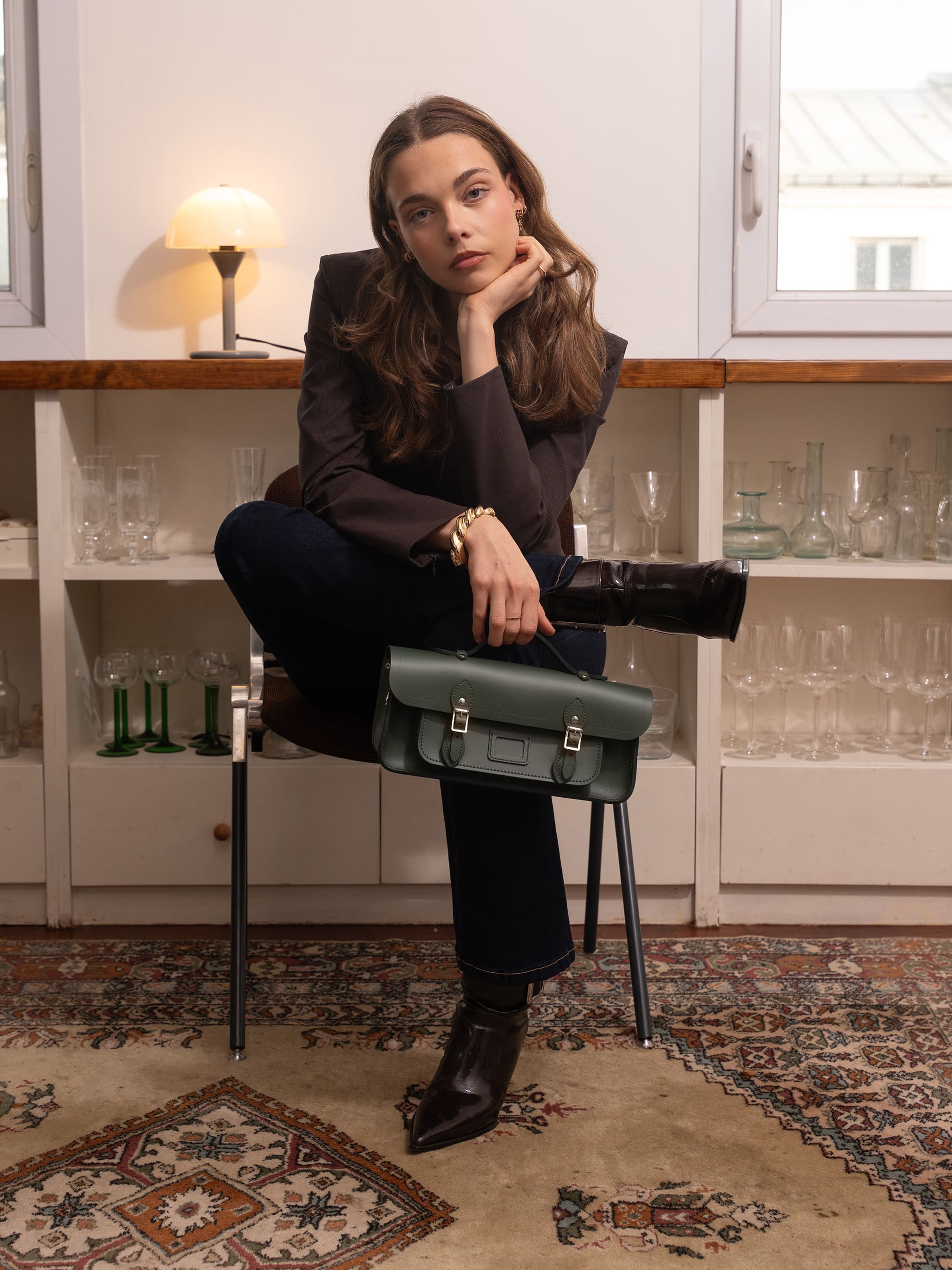 The Long Satchel - Racing Green & Racing Green Celtic Grain