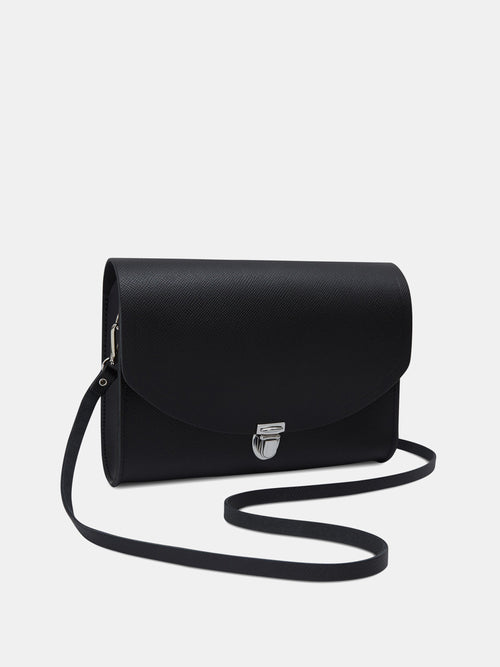 The Large Pushlock - Black Saffiano