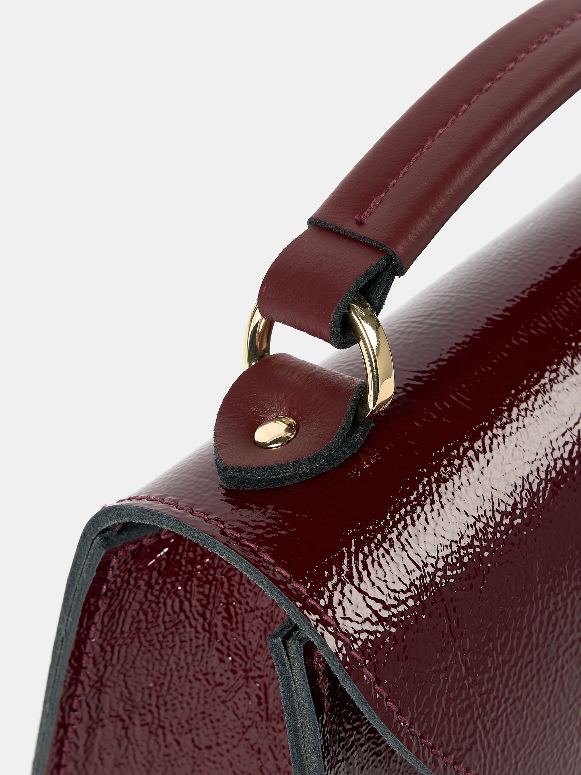 Poppy Mini Leather Handbag - Oxblood Patent | Cambridge Satchel