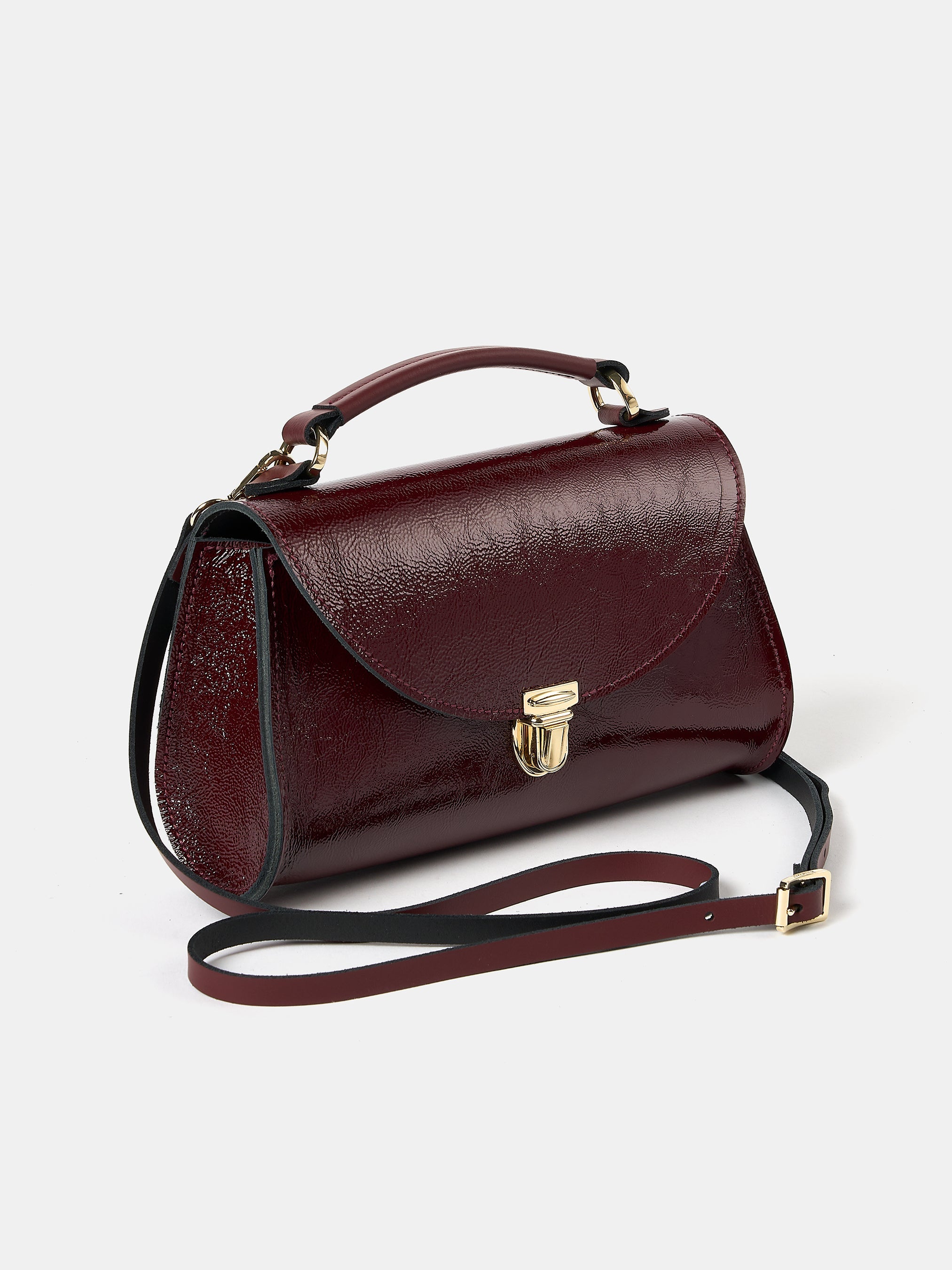 Poppy Mini Leather Handbag - Oxblood Patent | Cambridge Satchel