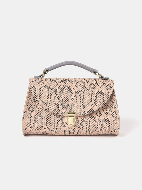 The Mini Poppy - Flax Matte Python & Slate Grey