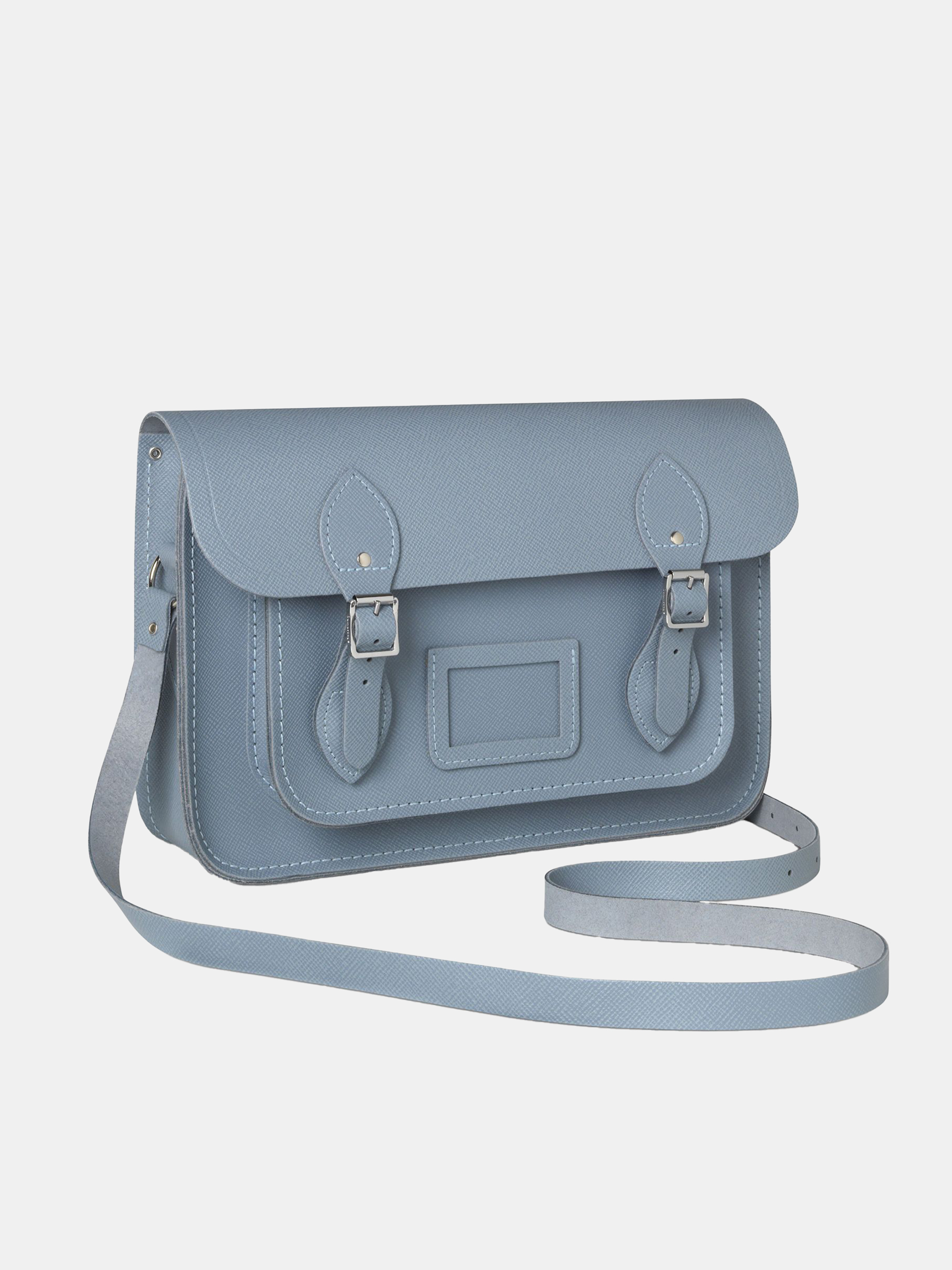 The 13 Inch Satchel - French Grey Saffiano