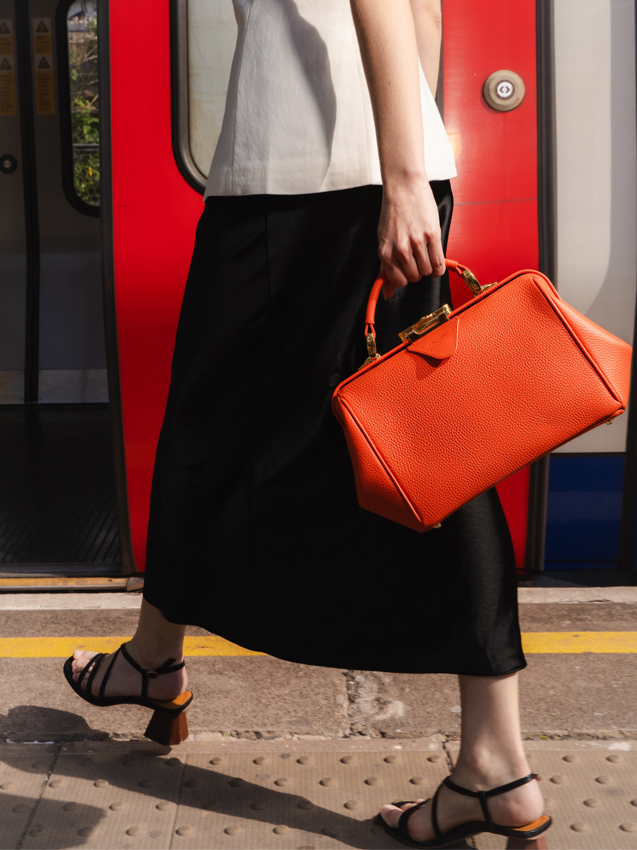 The Sophie -  Tangerine Calf Grain