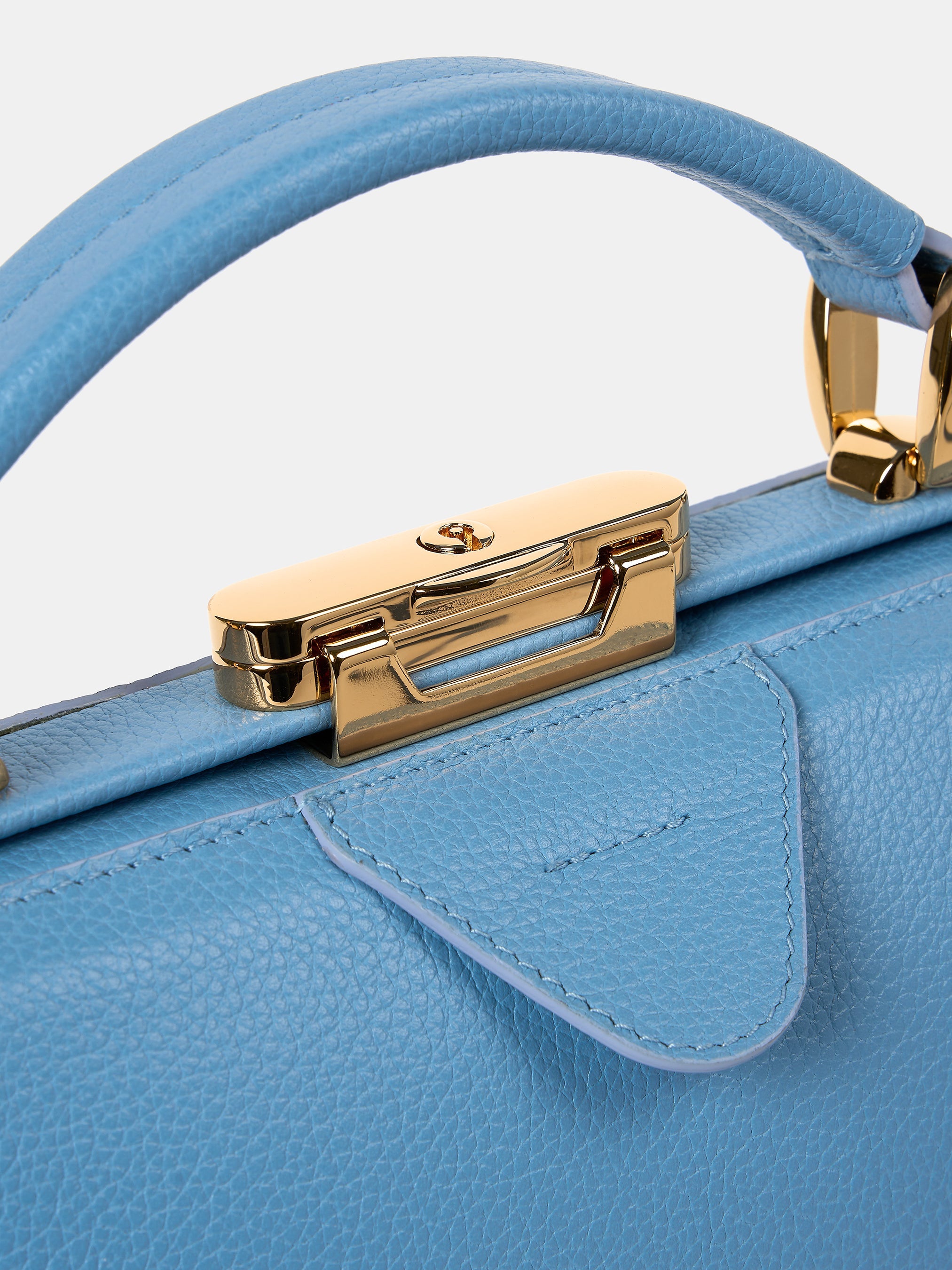 Sophie Mini Leather Handbag - Cloud Blue Calf Grain | Cambridge