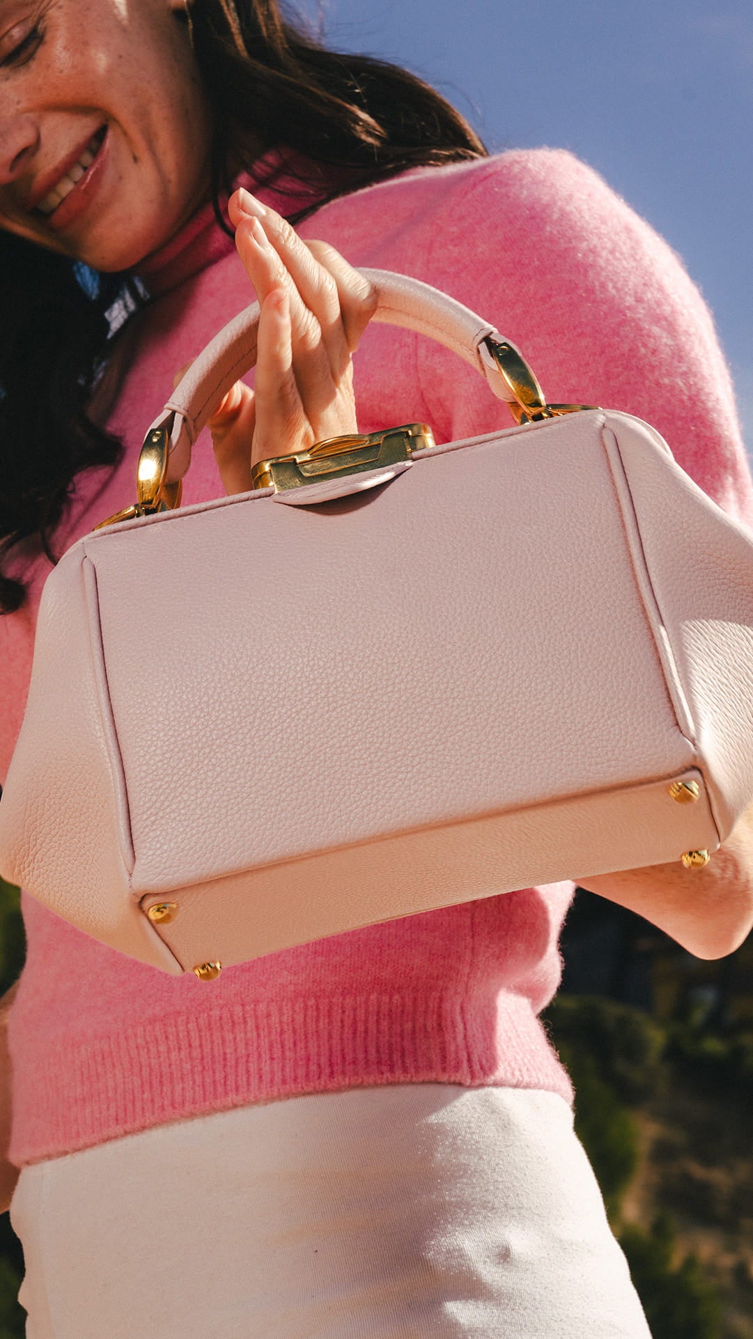Sophie Mini Handbag - Pink Calf Grain | Cambridge Satchel