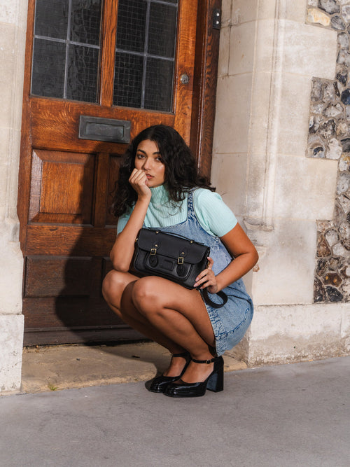 The Soft Satchel - Black Calf Grain