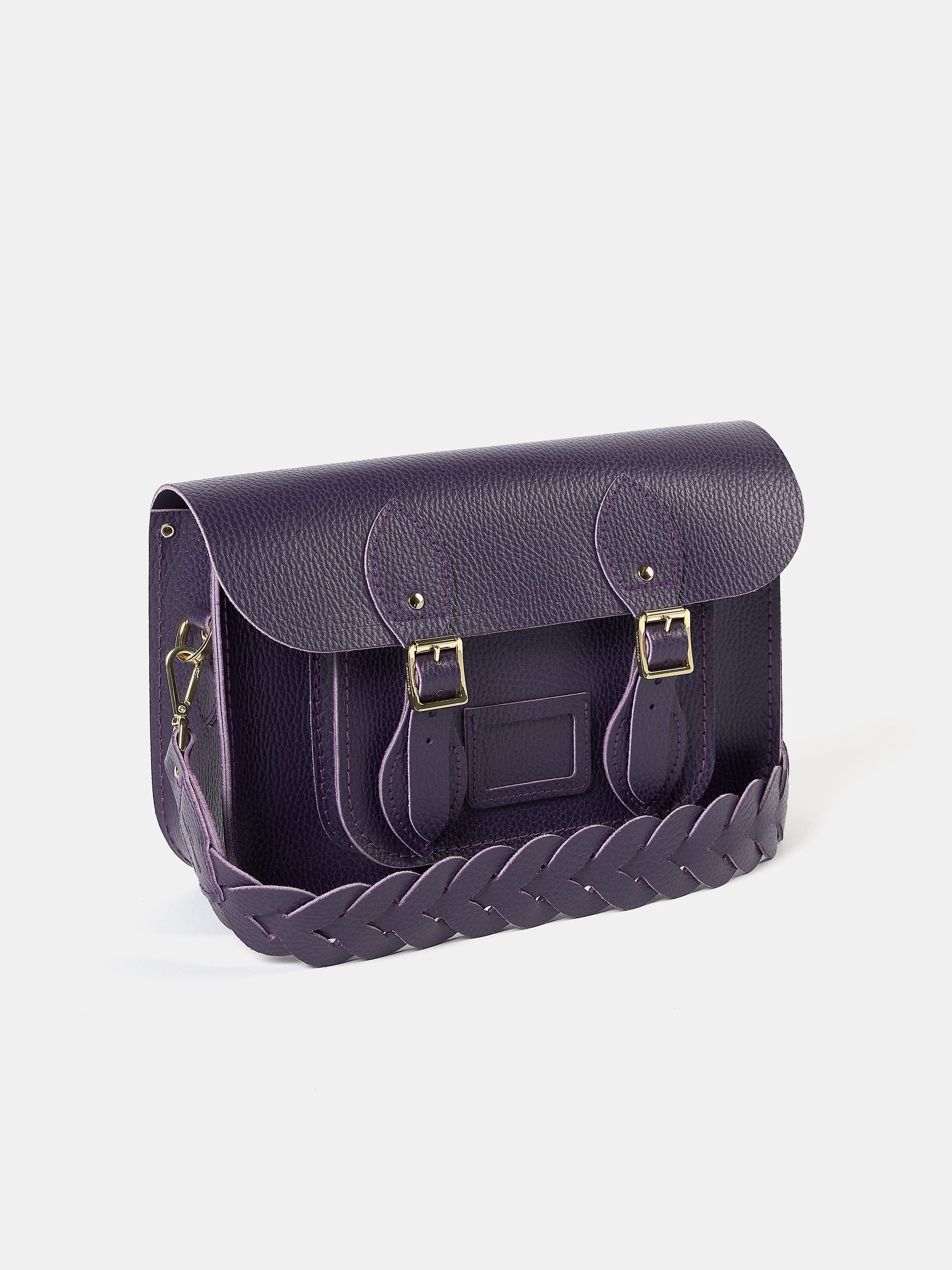 ダミエ・キャンバス ショルダーバッグやまにゃん Leather Satchel Shoulder Bag - Deep Purple | Cambridge Satchel