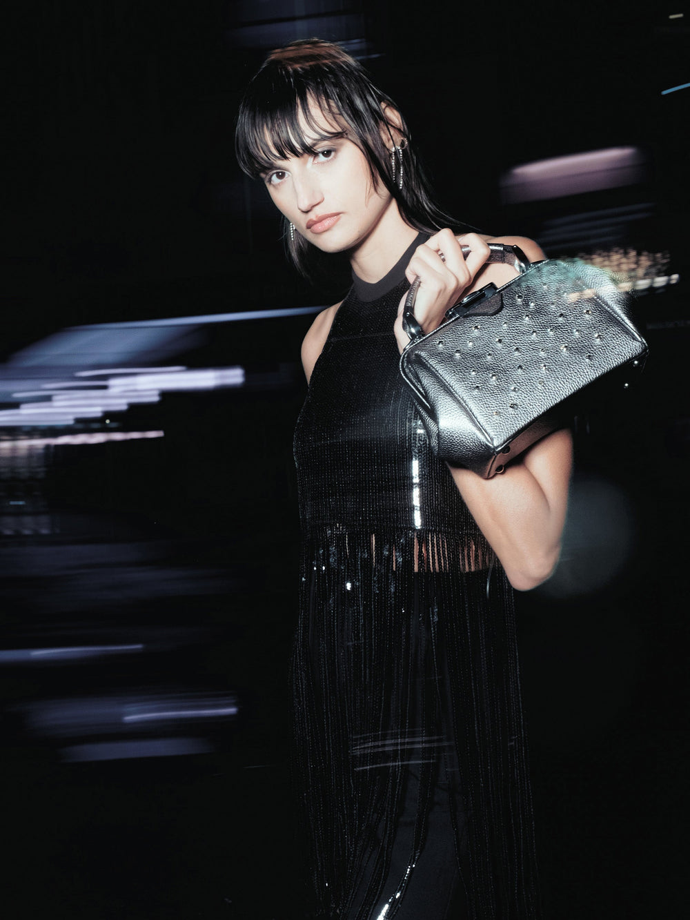 The Mini Sophie - Gunmetal Grain with Swarovski® Crystals
