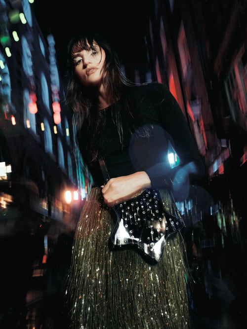 The Star Bag - High Shine Black with Swarovski® Crystals