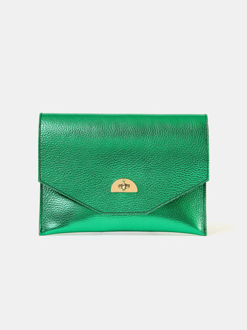 The Twist Lock Pouch - Wicked Green with Wicked Green Metallic Calf Grain