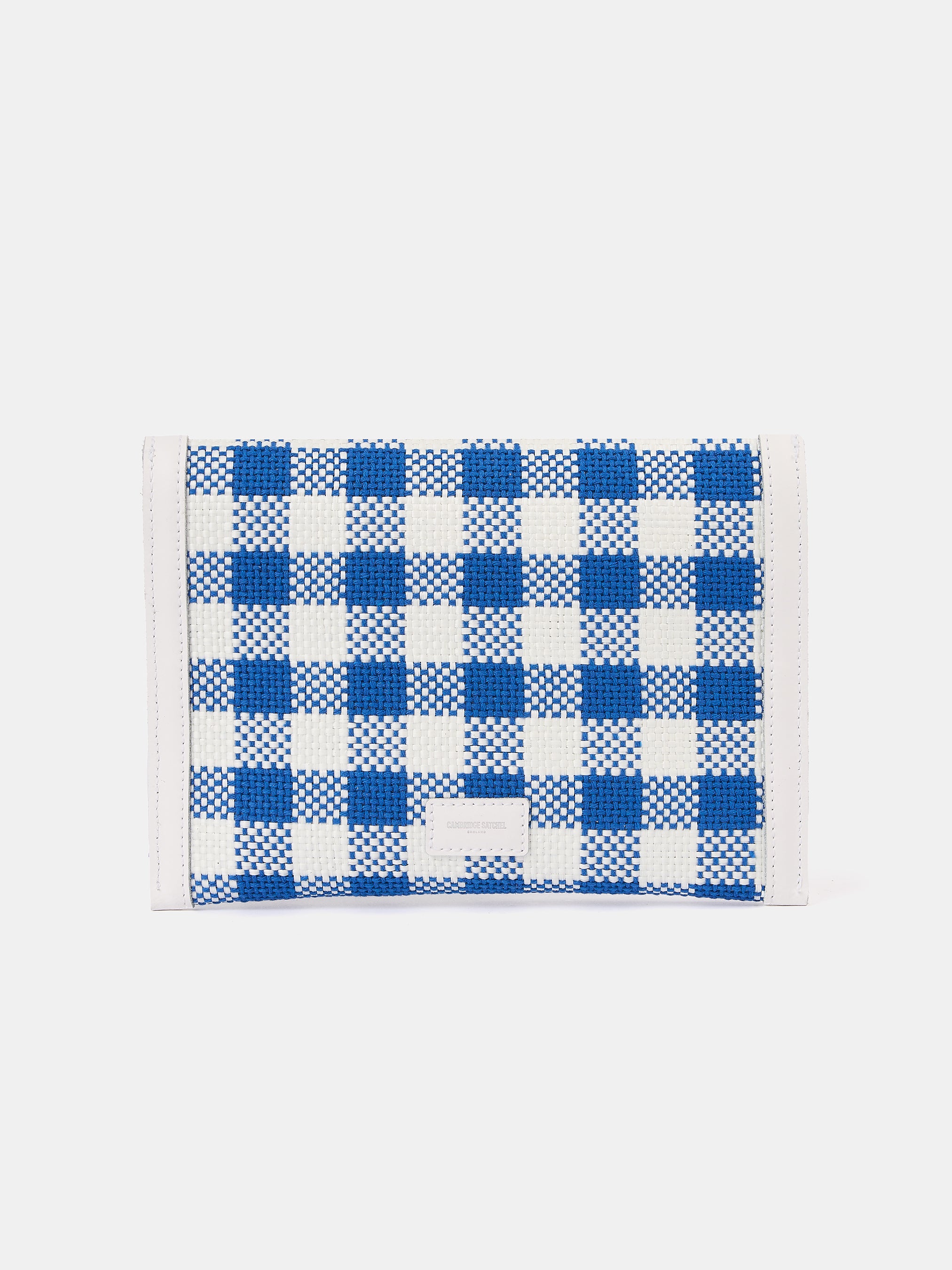 The Twist Lock Pouch - Ultramarine Blue Plaid and Brilliant White