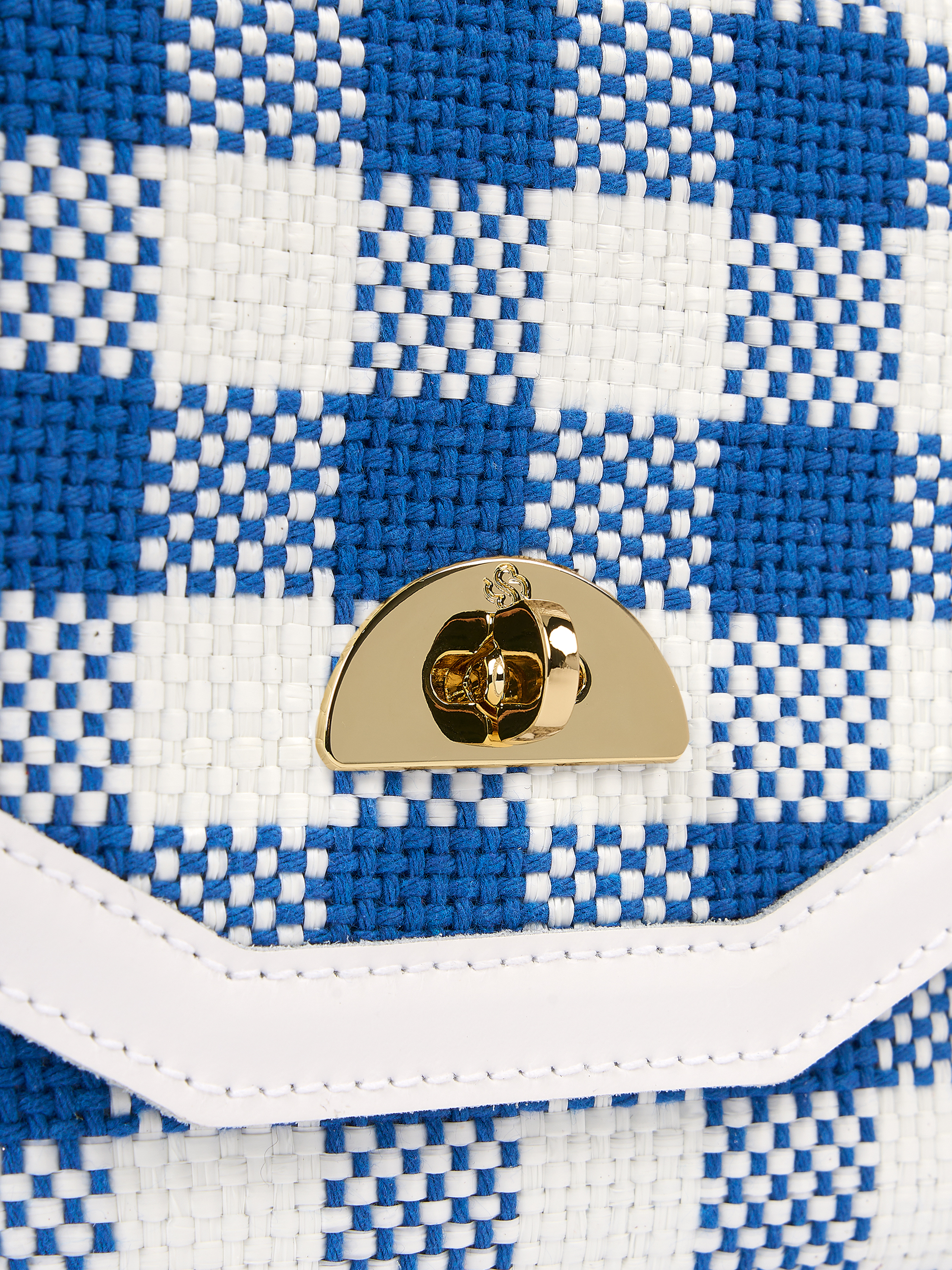 The Twist Lock Pouch - Ultramarine Blue Plaid and Brilliant White