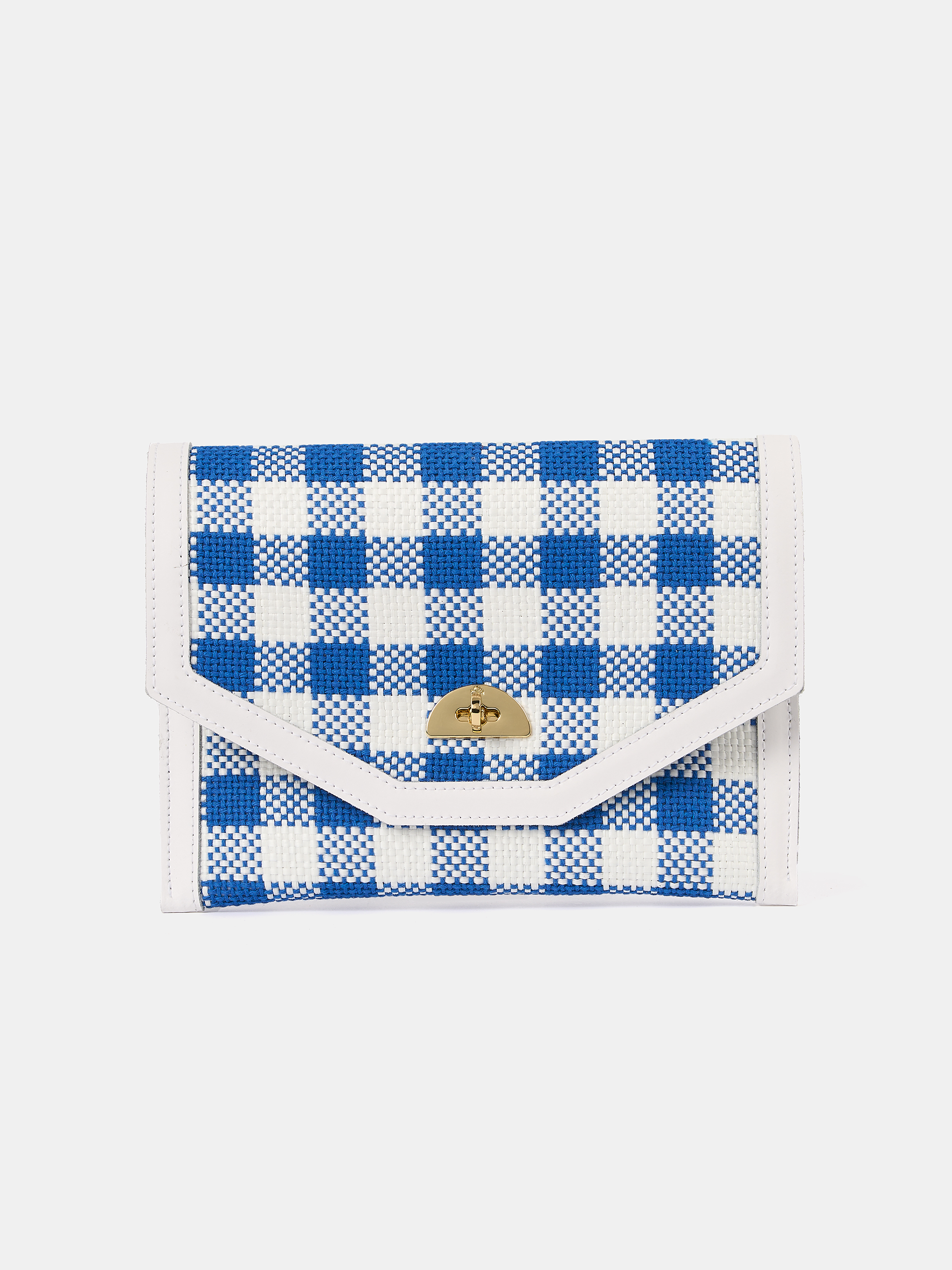 The Twist Lock Pouch - Ultramarine Blue Plaid and Brilliant White