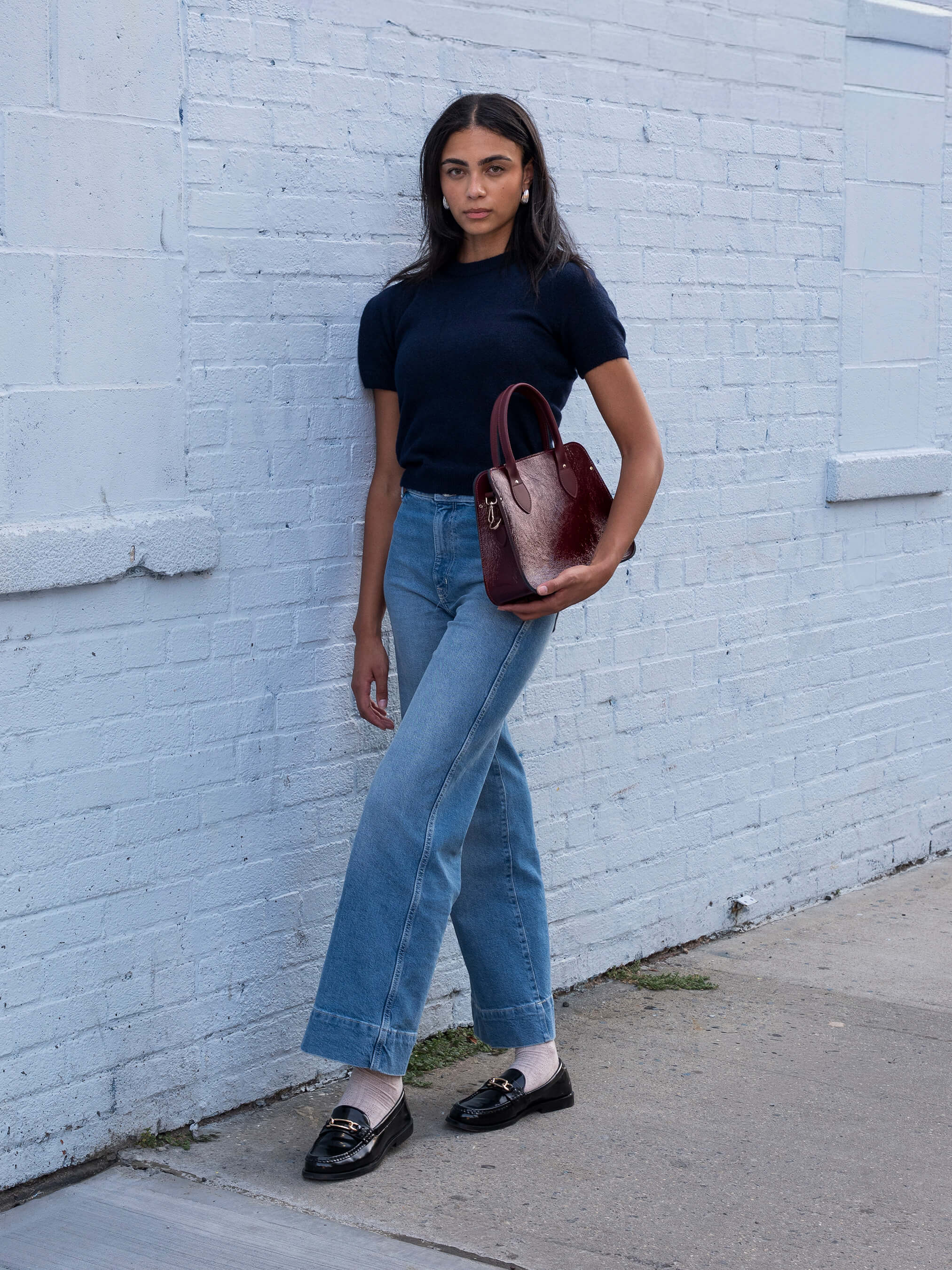 The Mini Work Bag - Oxblood Patent