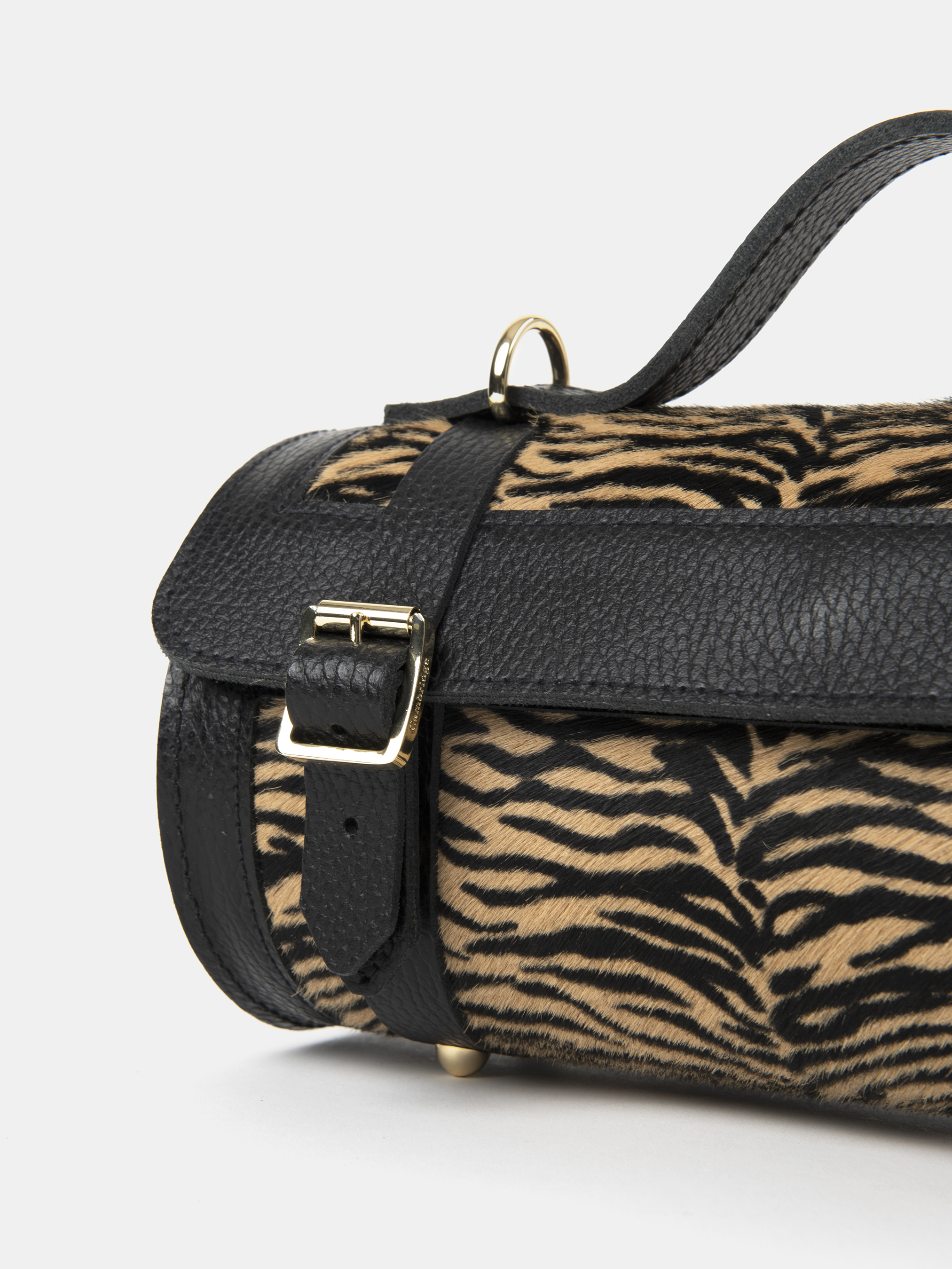 The Bowls Bag - Black Celtic Grain & Tiger Print Haircalf