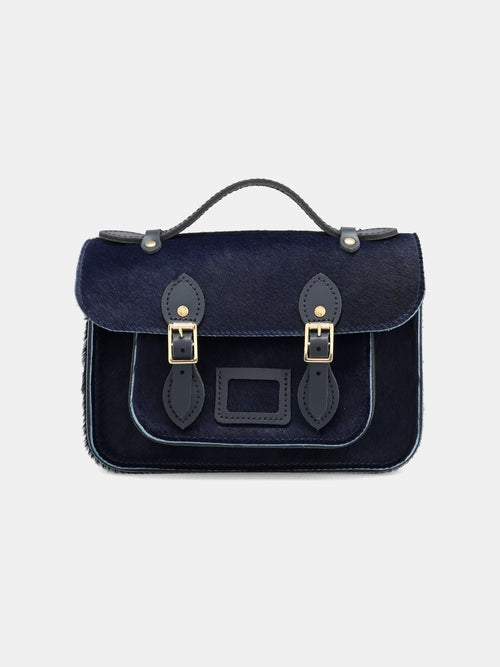 Mini Satchel - Navy hair-on-hide