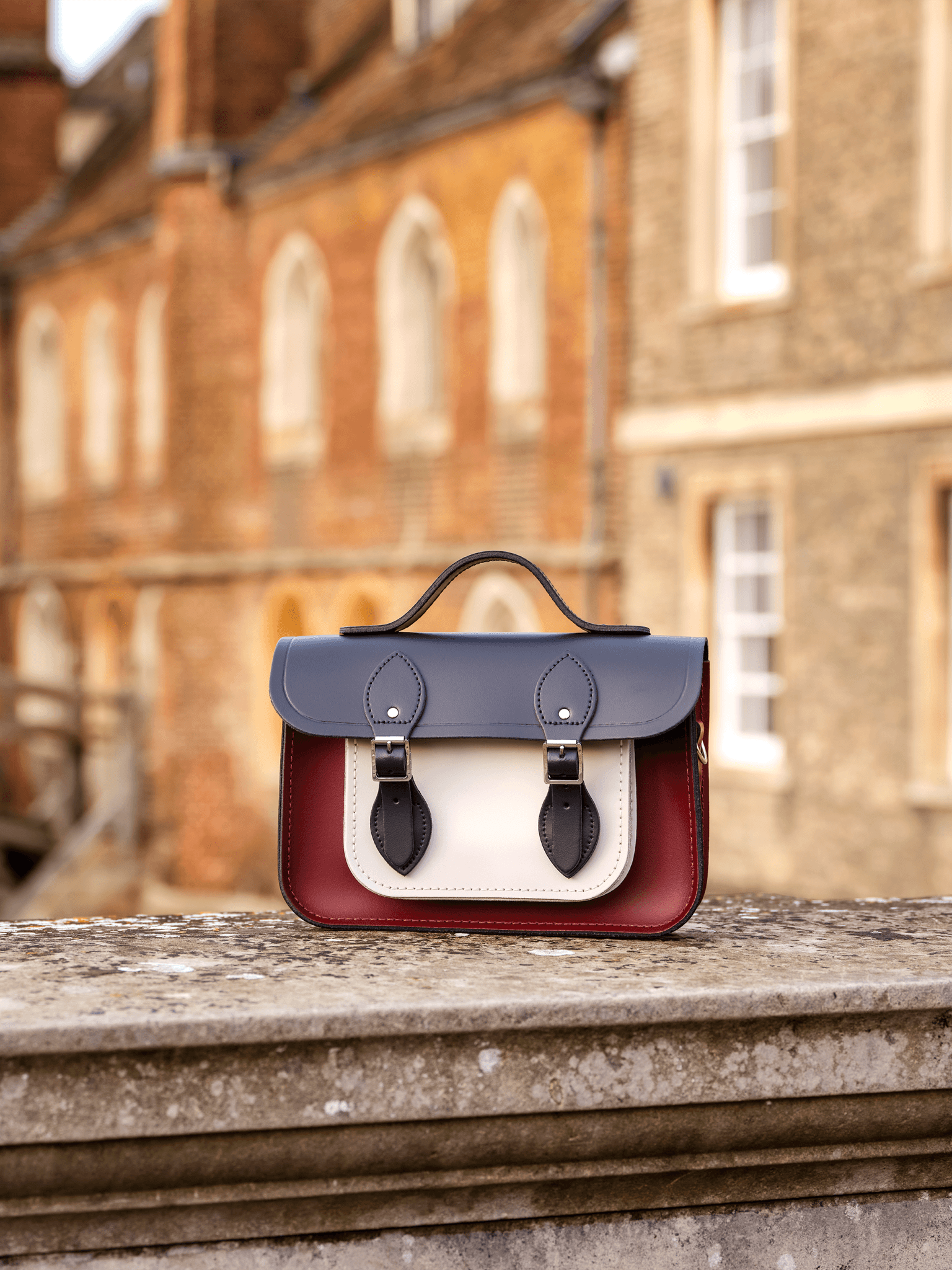 The 11 Inch Batchel - Clay, Oxblood & Navy - Cambridge Satchel US Store