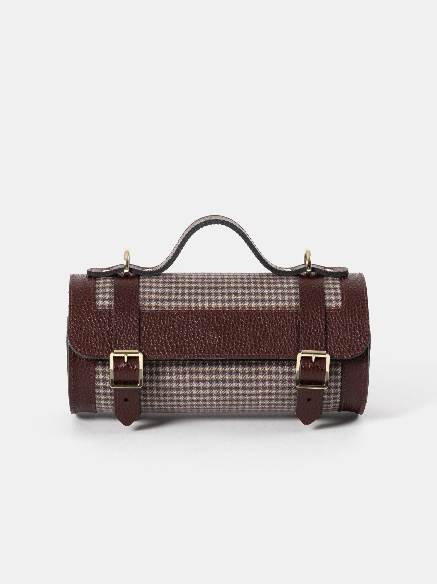 The Mini Bowls Bag - Oxblood Celtic Grain with Pepa London Burgundy  Houndstooth