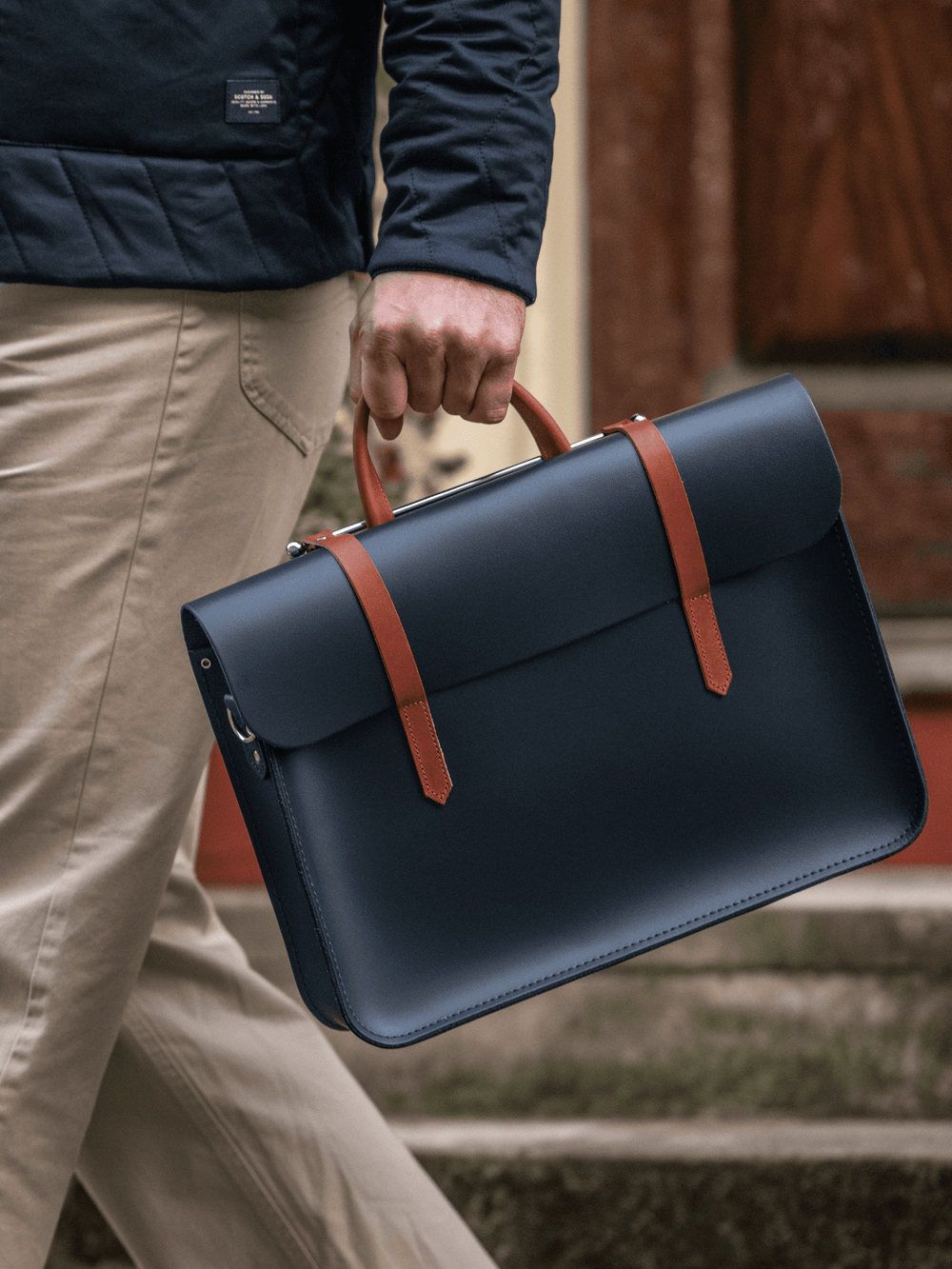 The Music Case - Navy & Tan - Cambridge Satchel US Store
