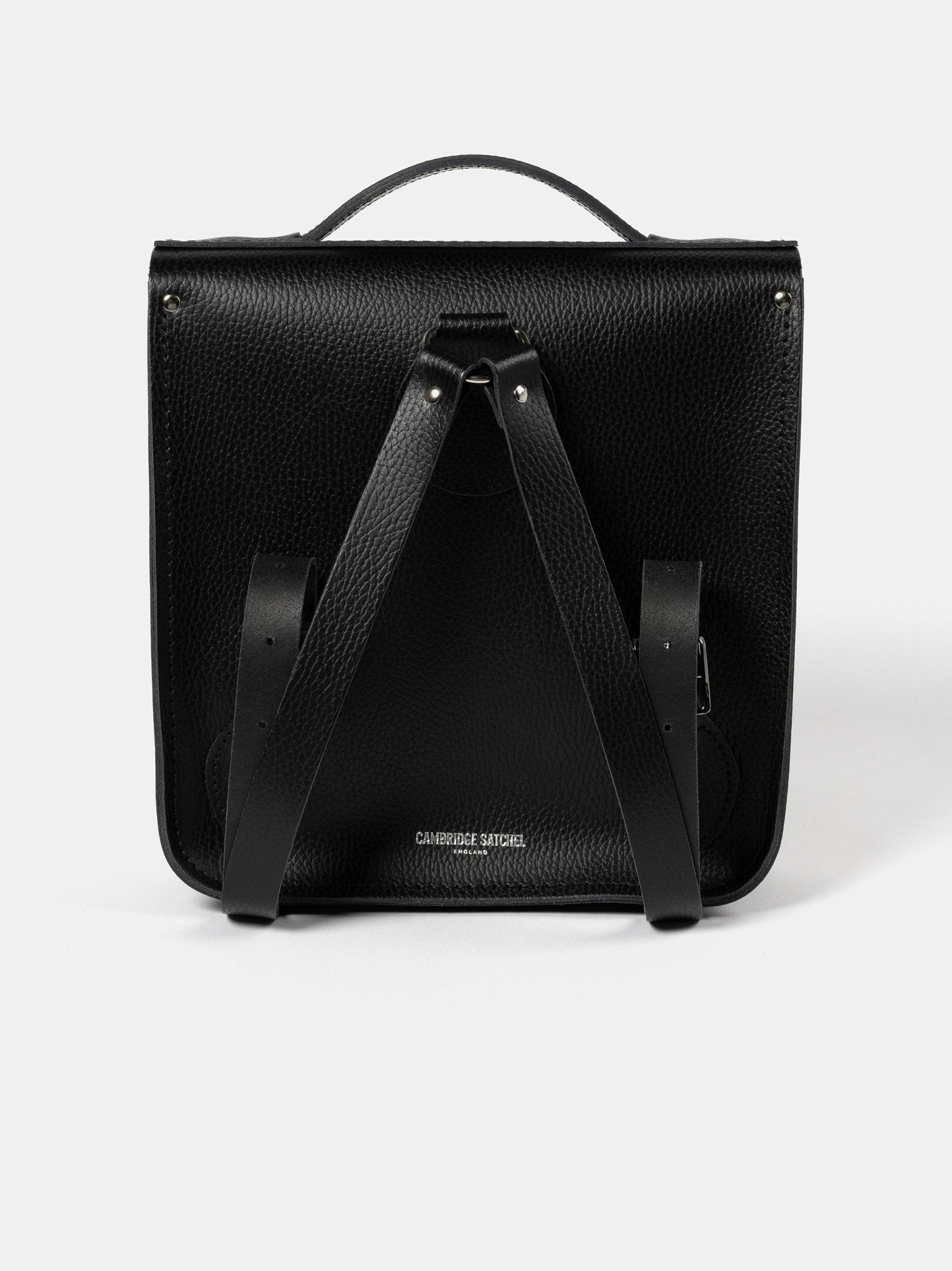 The Small Portrait Backpack - Black Celtic Grain & Harris Tweed® Houndstooth Tartan - Cambridge Satchel US Store