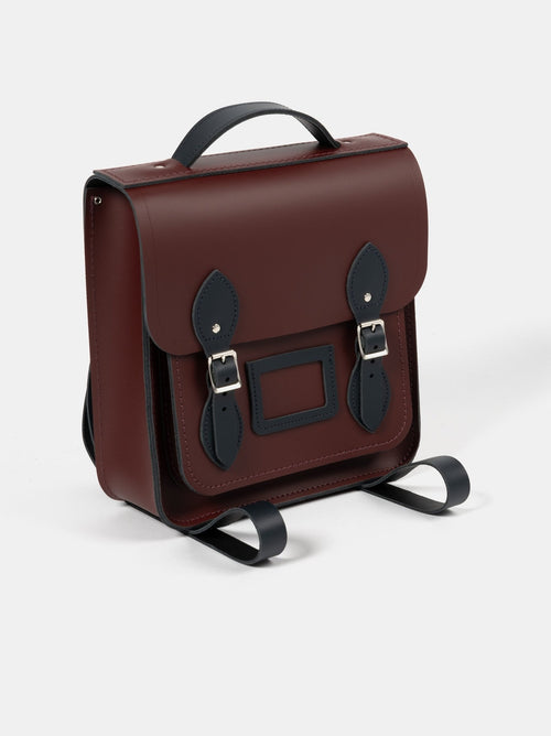 The Small Portrait Backpack - Oxblood & Navy - Cambridge Satchel US Store