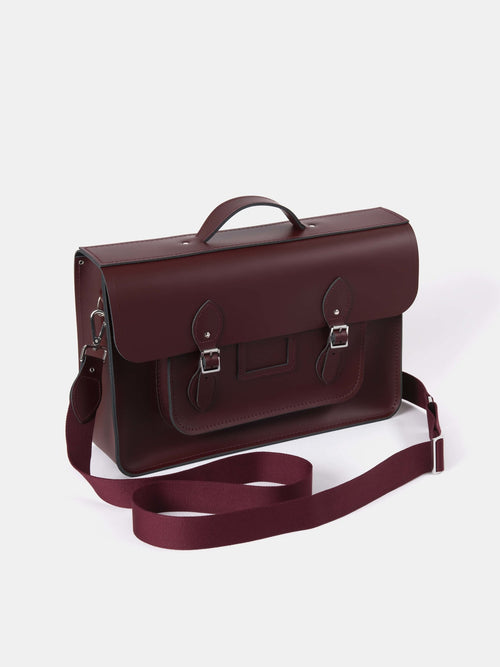 The 16.5 Inch Batchel - Oxblood with Webbing Strap - The Cambridge Satchel Company US Store